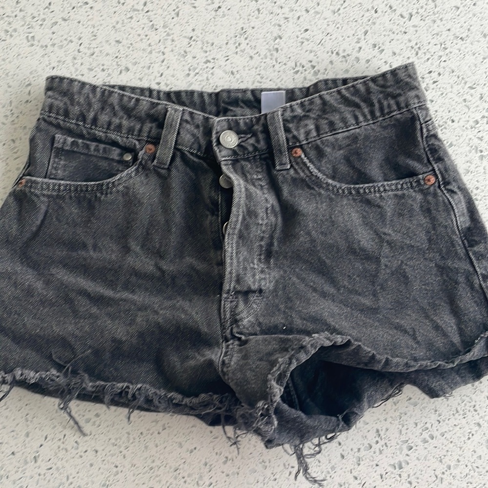Black denim shorts